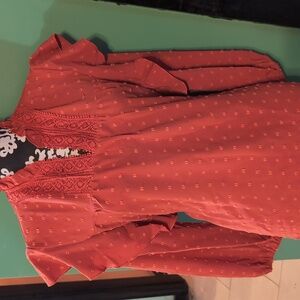 Elegant Red Ruffle Blouse